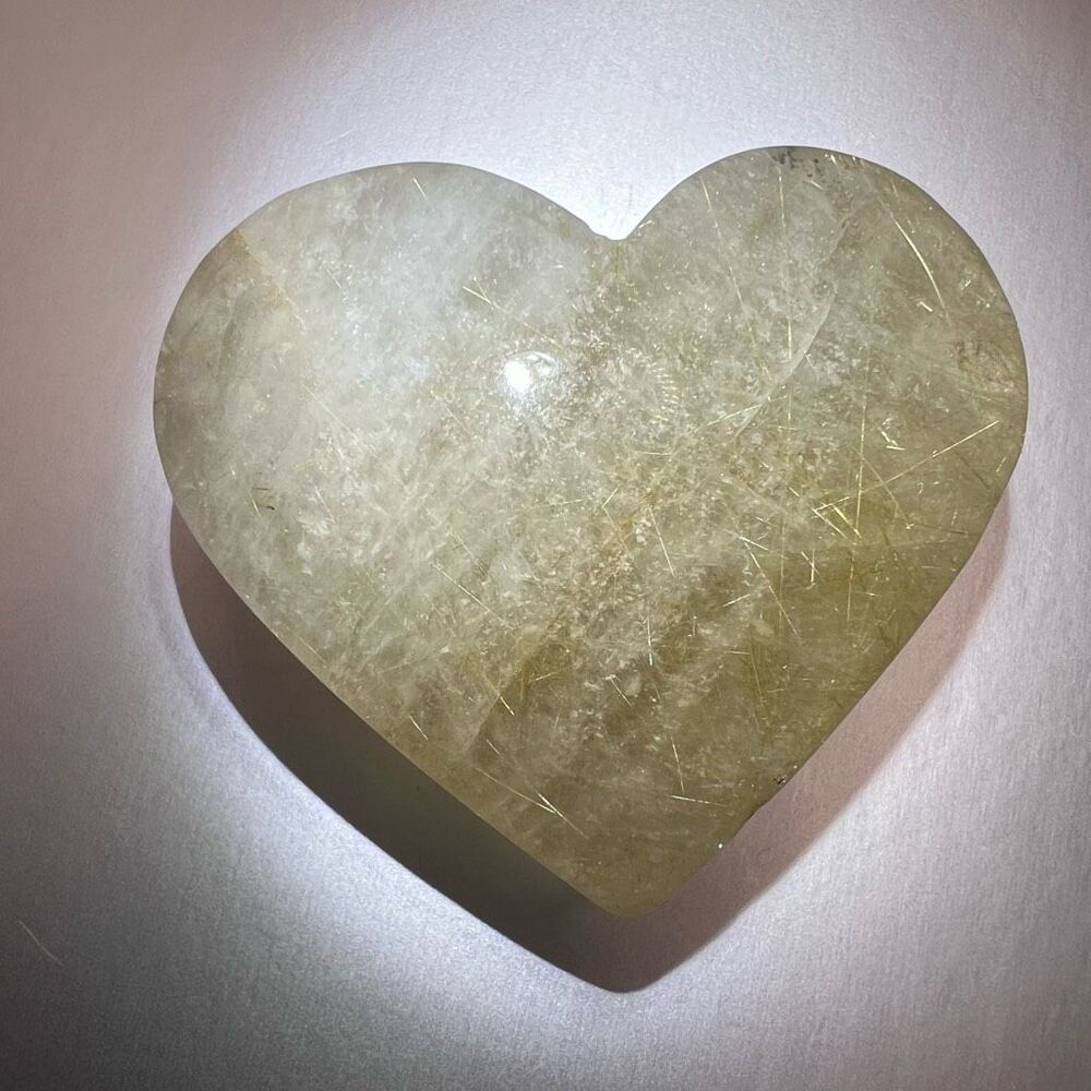 Golden Rutilated Clear Quartz‎ Heart (#3) - Picture 6 of 12